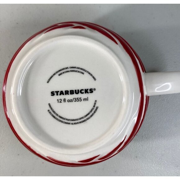 Starbucks Christmas Holiday 2013 Candy Cane Peppermint Stripe 12 oz Mug Cup Gift - Picture 6 of 9